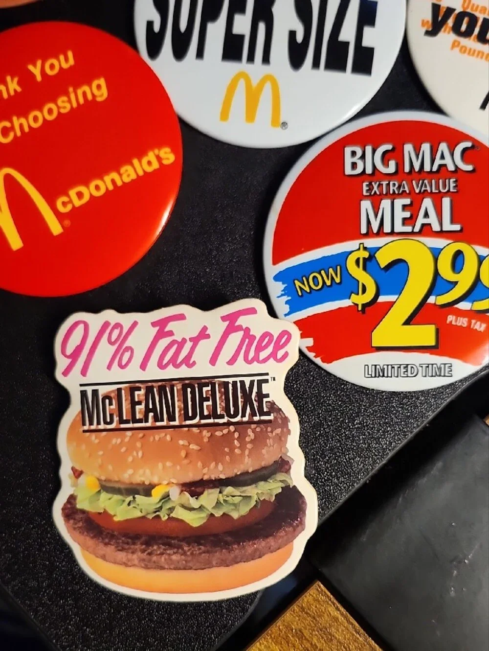 Vintage McDonald's Red, White, Black, Yellow Promotional Button & Keychain Lot